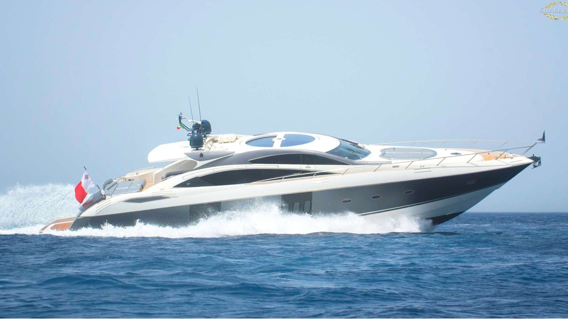 Luxury yacht cruising on blue water