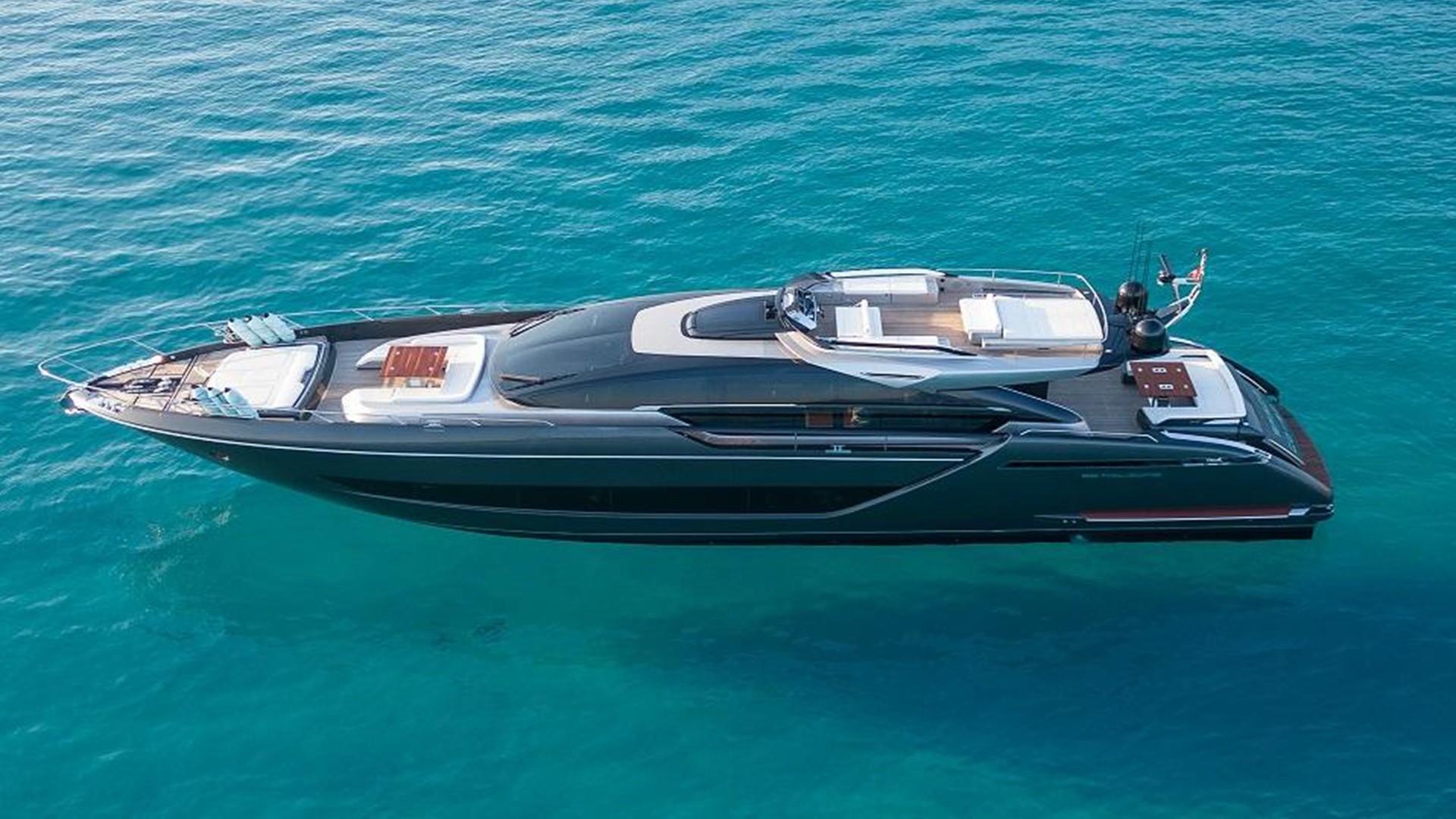 Luxury yacht cruising on open water